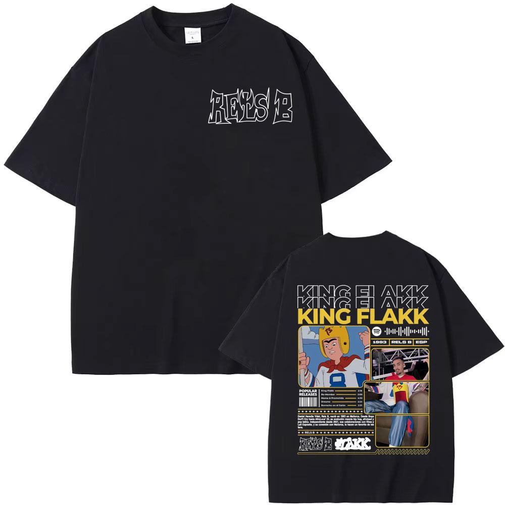 Rapper RELS B King Flakk Smile Album Cover T-shirt Men Women High Quality Hip Hop Gothic T Shirts Oversized Pure Cotton T Shirt