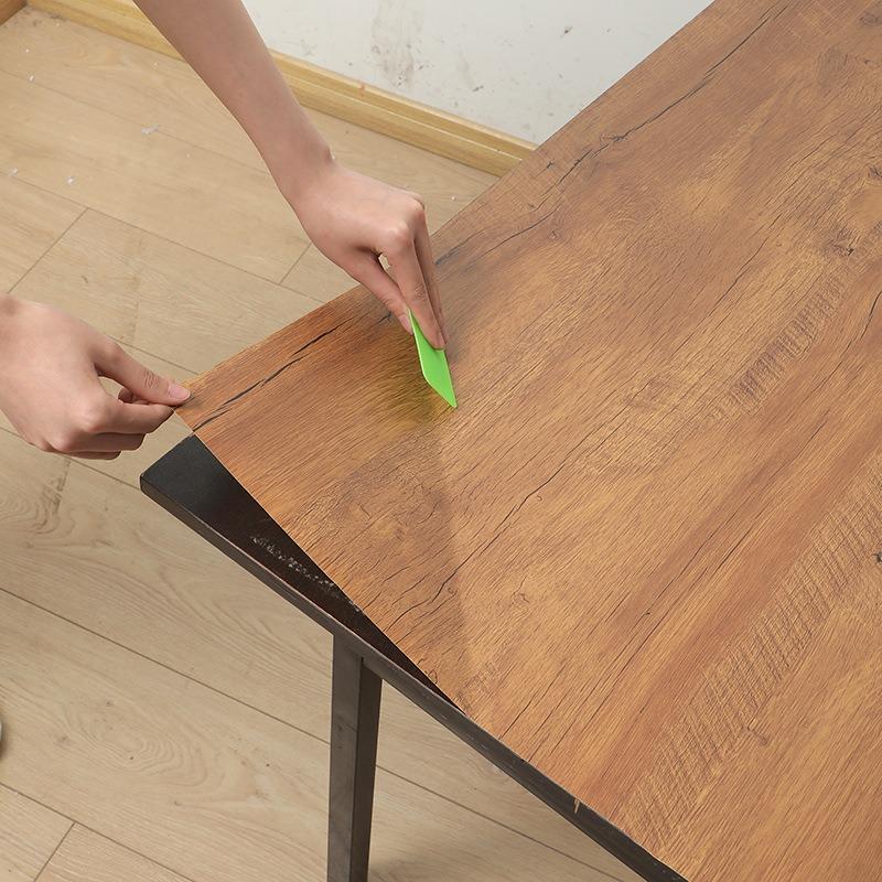 Furniture Renovation Stickers Self-adhesive Wood Grain Stickers Wallpaper Veneer Closet Cabinet Board Wooden Door Desktop Waterproof Imitation Wood