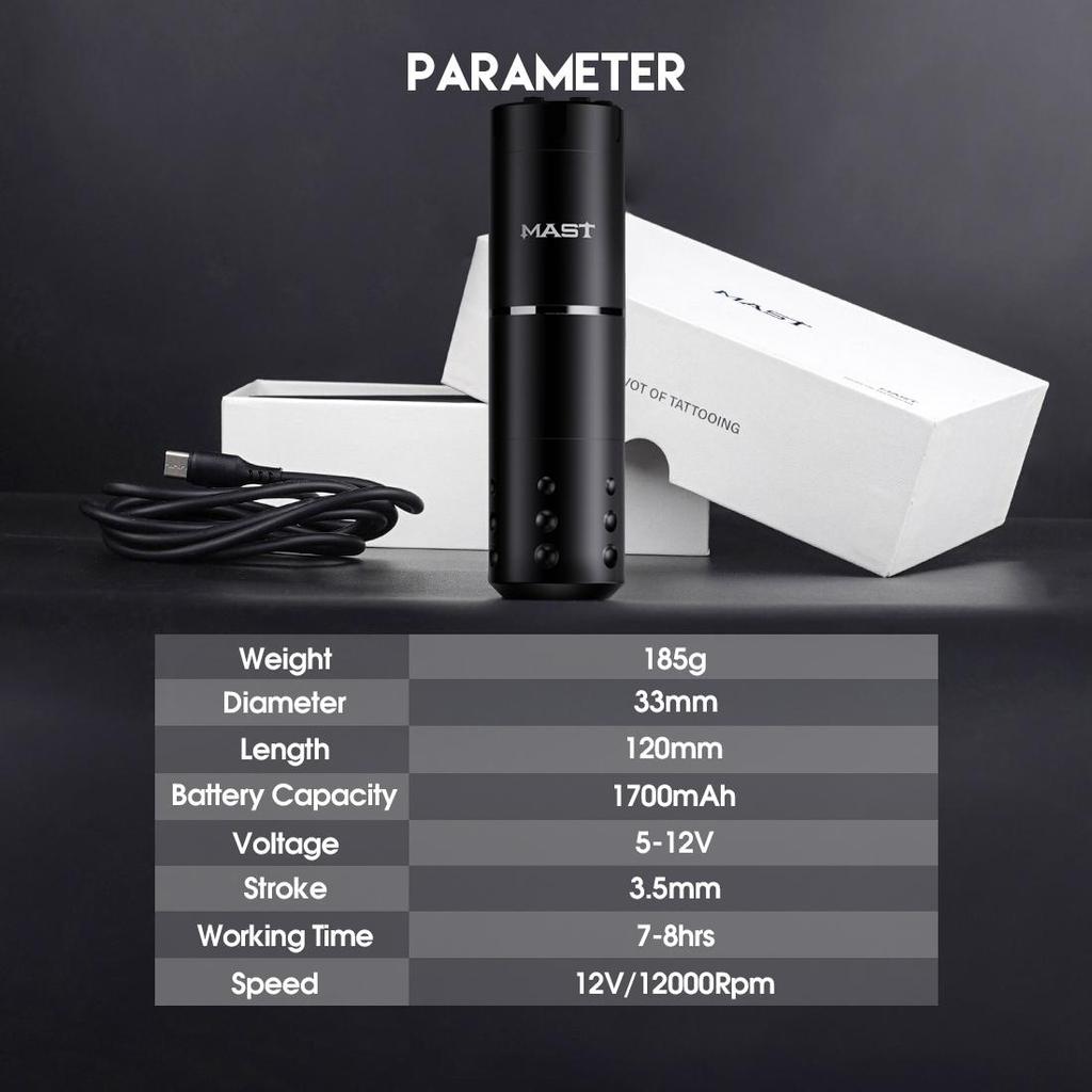 Mast Tattoo Machine Set A1Rotary Wireless 1700 mAh Battery Tattoo Gun 20 шт. Модуль игл для татуировки Картриджи Цвета татуировки для начинающих татуировщиков