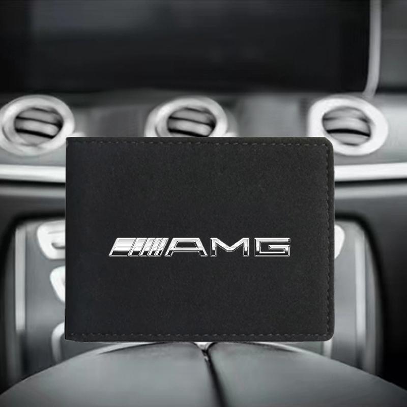 1Pcs Car Emblem Driver License Cover ID Credit Card Holder For Mercedes Benz AMG W212 W205 W246 W177 W176 W213 GLC GLE GLS ML Welcome Laser Lamp
