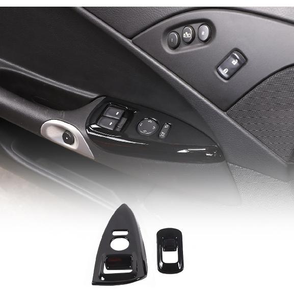 ABS Car Window Lift Switch Button Panel Frame Cover Trim Decoration Sticker For Chevrolet Corvette C6 2005-2013 Auto Glass Lift Switch Frame (Carbon