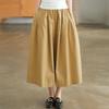 Женские брюки цвета хаки из чистого хлопка, повседневные свободные широкие брюки с эластичной резинкой на талии, женские летние черные брюки-юбки в стиле ретро