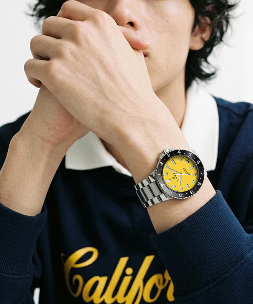 Diwodeu Dw-208-Ye Spino Diver 300 Sunrise Yellow Men'S Metal Wristwatch