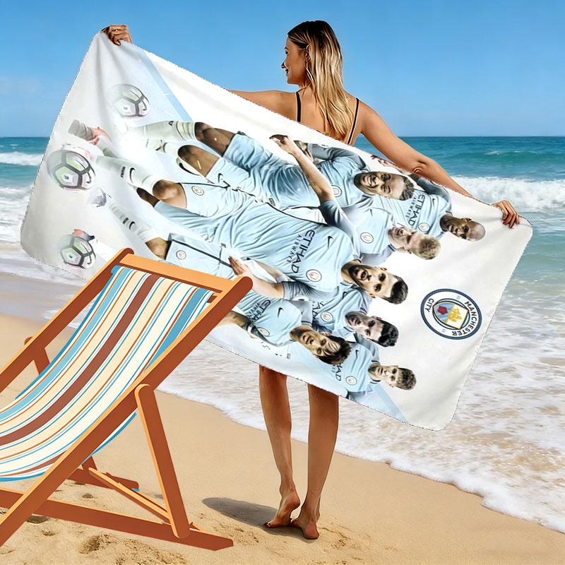 Manchester City F16.C Print Beach Towel, Large Soft Quick Dry Towel for Beach Camping Swimming