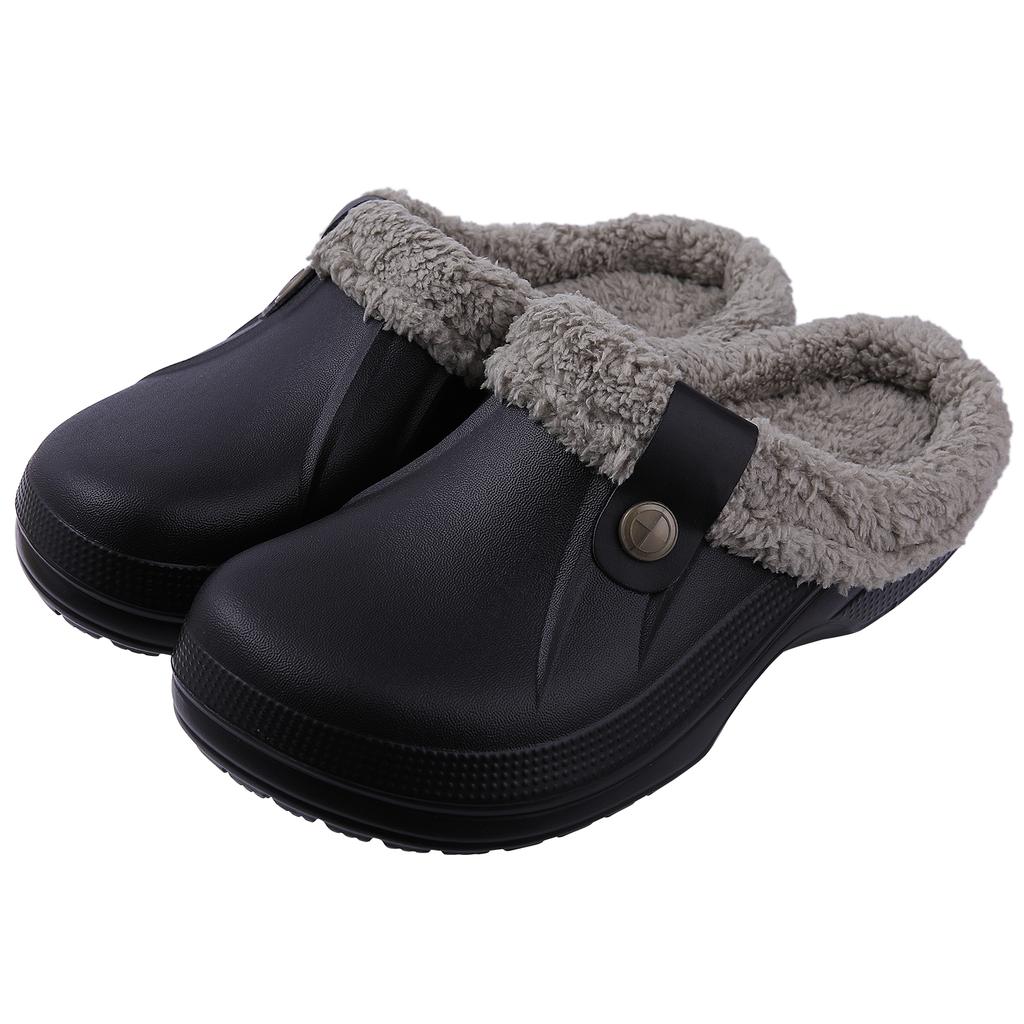 Fashion Comwarm Indoor Women Warm Slippers Garden Shoes Soft Waterproof EVA Plush Slippers Female Clogs Couples Home Bedroom Fuzzy Shoes