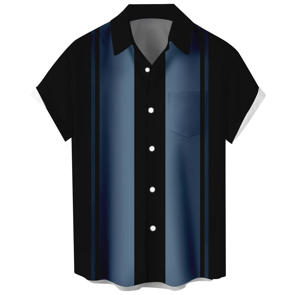 Гавайская рубашка для мужчин, мужские винтажные рубашки для боулинга на пуговицах, летняя пляжная рубашка с коротким рукавом