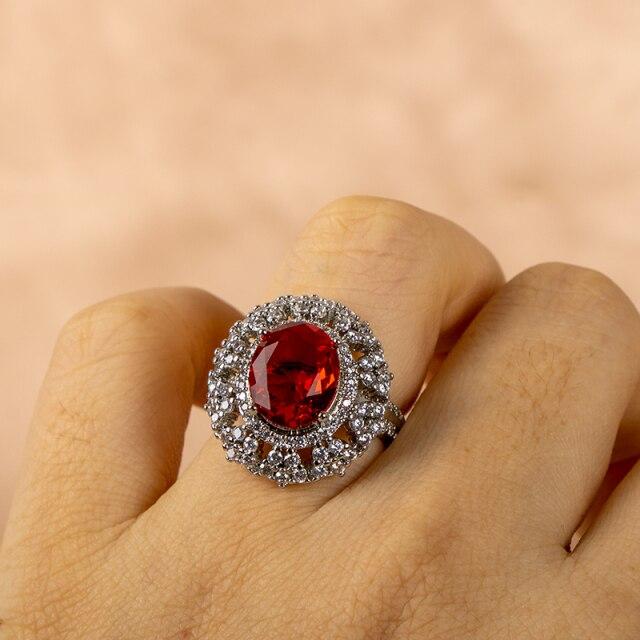 Cellacity Vintage 925 Sterling Silver Rings for Women with Oval Shape Ruby Gemstone Female Jewellery Ring Wedding Party Gifts