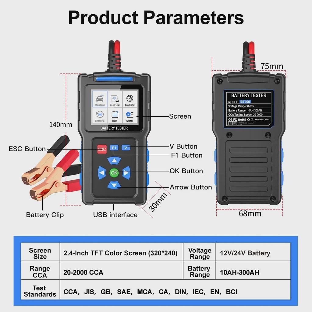 BT300 Car Battery and Diagnostic Tester