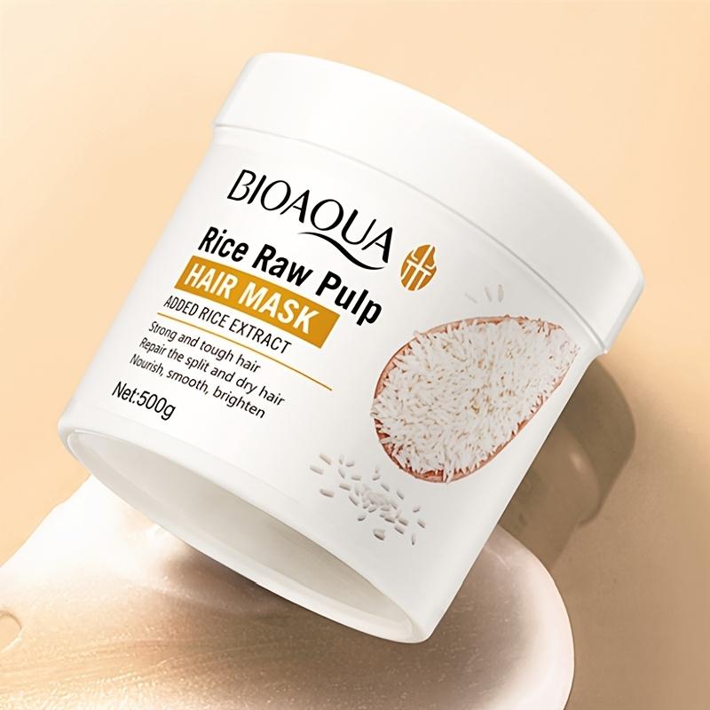 500г Маска для волос из рисовых отрубей - Глубоко питательная для сухих, секущихся кончиков и вьющихся волос, Смягчающий и разглаживающий эффект, Натуральное средство для ухода за волосами