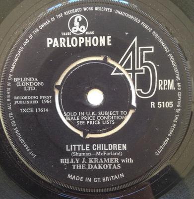 7-дюймовая пластинка BILLY J. KRAMER & THE DAKOTAS - Little Children R5105 Parlophone 1964 UK Рок Б/у
