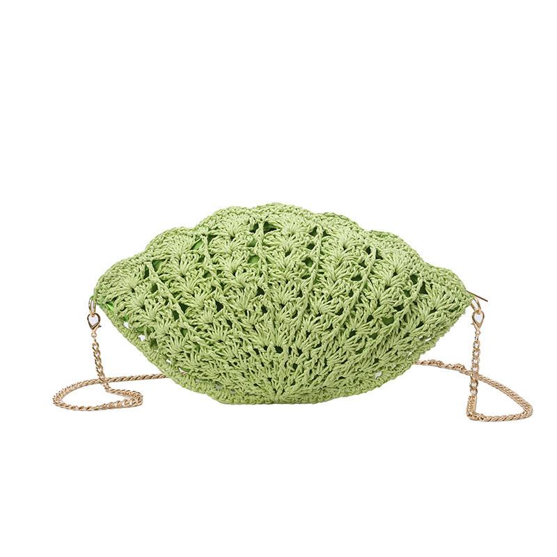 Simple Solid Color Shell Shaped Women Casual Woven Chain Bag For Daily Casual Wear
