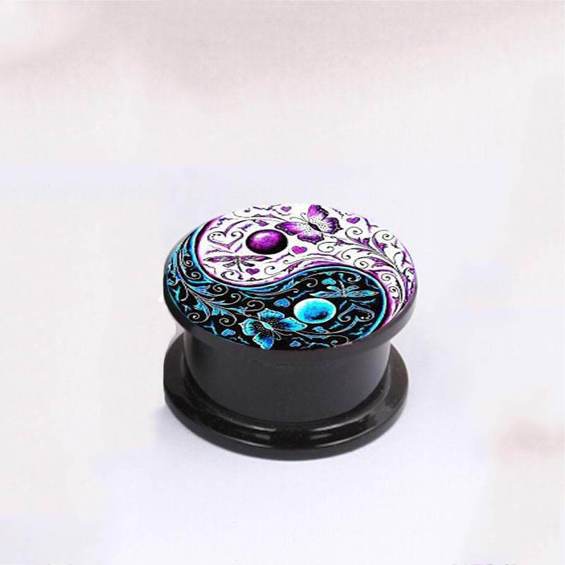 Модные черные ушные манометры, 1 пара беруш, винт для пирсинга, конические серьги с двойной расклешенной ухой, унисекс, акрил