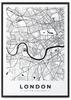 Плакат карта план города лондон в черной раме