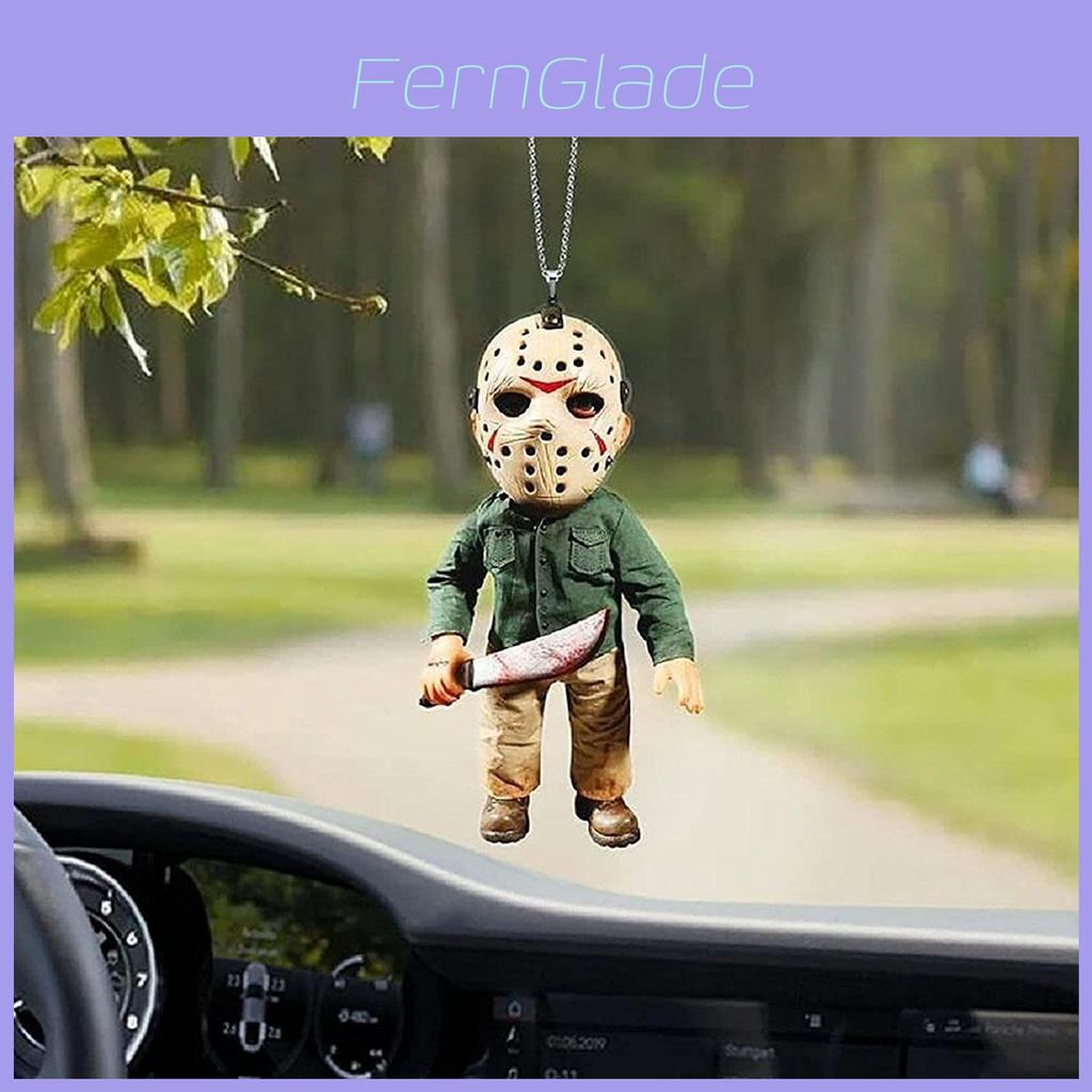 Vintage Acrylic Halloween Scary Character Car Hanging Ornament For Spooky Car Decor