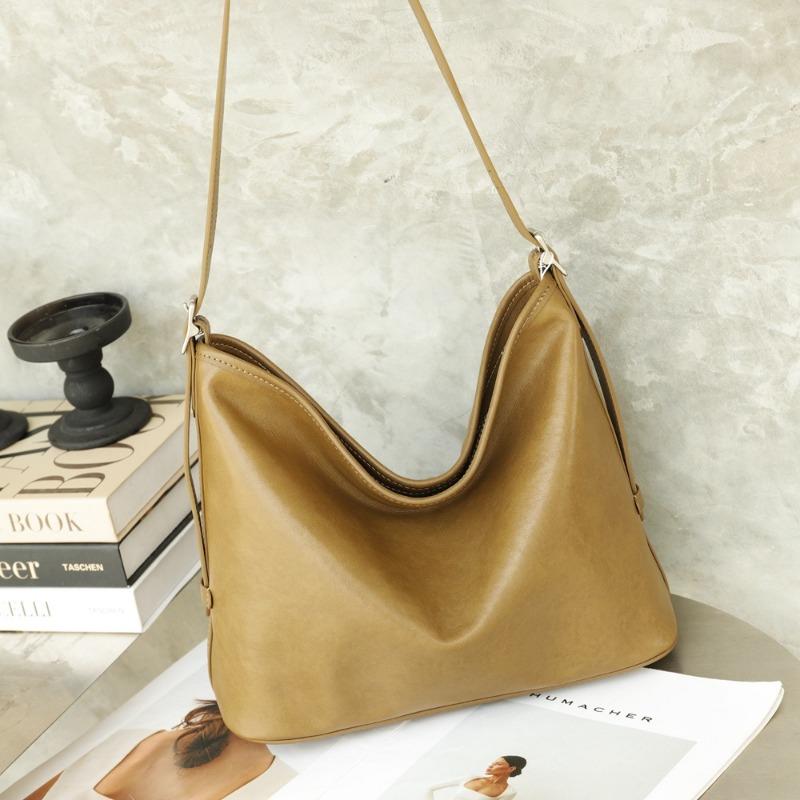 One Shoulder Crossbody Vintage Bag Women's Bag Large Capacity Crystal Plant Tanned Cow Pitot Bag