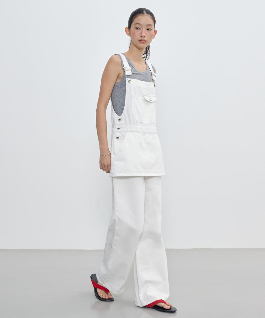 City Breeze Denim Layered Overalls_White