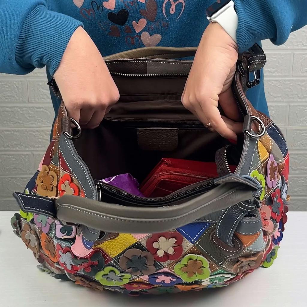 Женская сумка-тоут пэчворк с плечевым ремнем