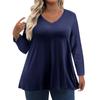 Womens Plus Size Tops Long Sleeve Shirts V Neck Casual Clothing Clothes Solid Color Tops