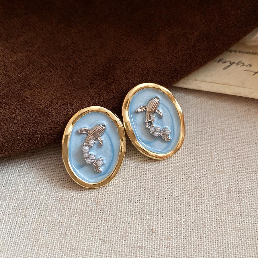 Silver Needle Monet Garden Drip Earrings French Court Style Exquisite Stud Earrings Design Sense Niche Light Luxury Earrings