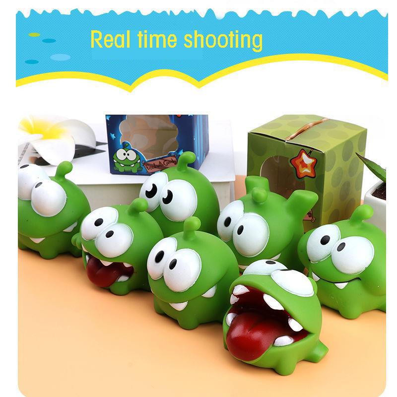 1 Pcs Kawaii Cut Rope Big Eyed Frog Doll Plaything Plush Animal Pinch  Vocalization Pvc Green Bean Frog Children'S Toys Christmas Present