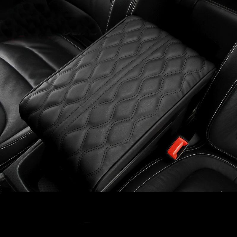 PU Leather Car Armrest Pad Cover Universal Center Console Wave Embroider Auto Seat Box Protection Cushion Hand Supports