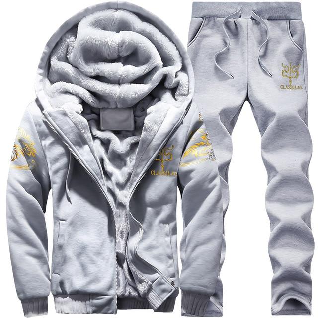 Men 'S Tracksuit Winter Suit Warm Velvet Sweatshirt Brand Clothing Men Set Two -Piece Set