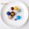 Faux Crystal 9 Planets Ball Solar Sun System Rock with Wooden Box Realistic Looking Quartz Stones Beads Desktop