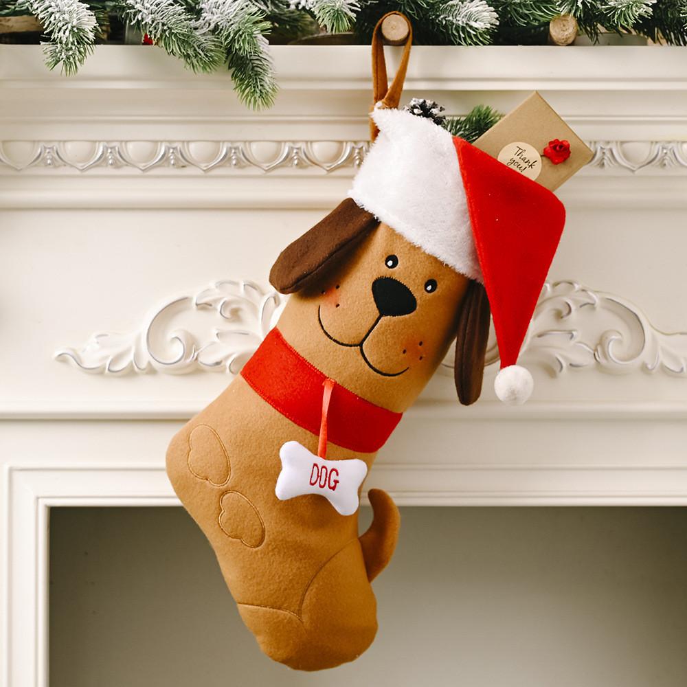 Charming Yellow And White Dog Bone Gift Stockings Perfect For Christmas Celebrations