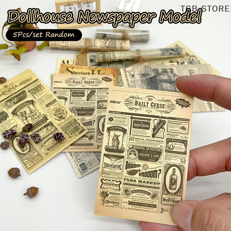 5 шт. кукольный домик миниатюра крафт-бумага газеты журналы мини ретро газеты и периодические издания книги модель домашний декор игрушка случайный