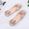 Bow Shallow Mouth Ladyshoes Flat Shoes Women's 2025 Spring and Summer New Rhinestone Single Shoes Women