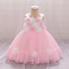 Baby Pink Flower Girl Dresses Toddler Tulle 1st Birthday Party Wedding Gown Bow Bridemaid Princess Prom Dress for Girls Costumes