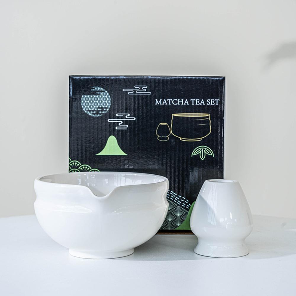 Новая керамическая чаша для матча с носиком для слива Многоразовый держатель для венчика для матча Градиентный цвет Набор для приготовления матча Любители чая