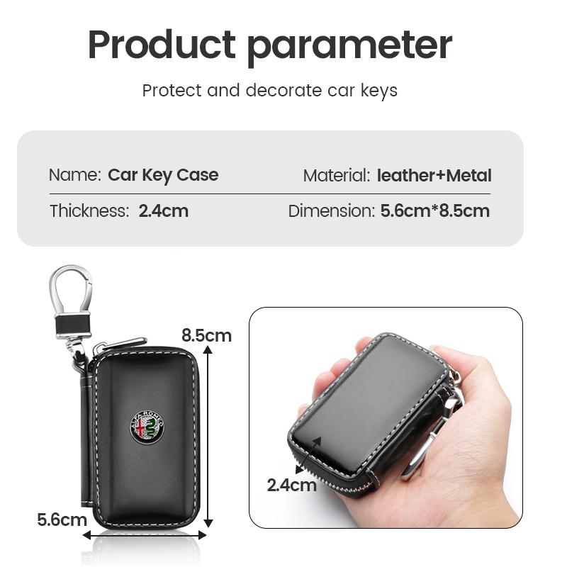 CYYPT1 for Leather Car Key Case Multi Function Key Storage Bag For Alfa Romeo Giulia Stelvio MiTo Giulietta Tonale 4C 156 Accessories