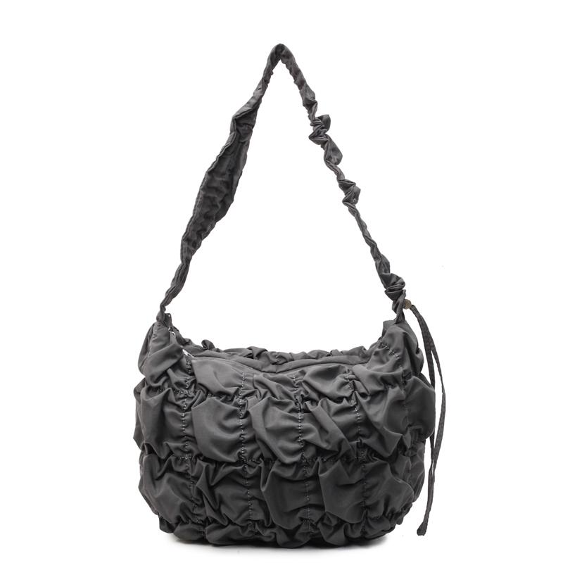 Sense of Luxury High Quality Wrinkles Cloth Shoulder Bags Solid Zipper Popularity Personality Crossbody Bags for Women 2025 New