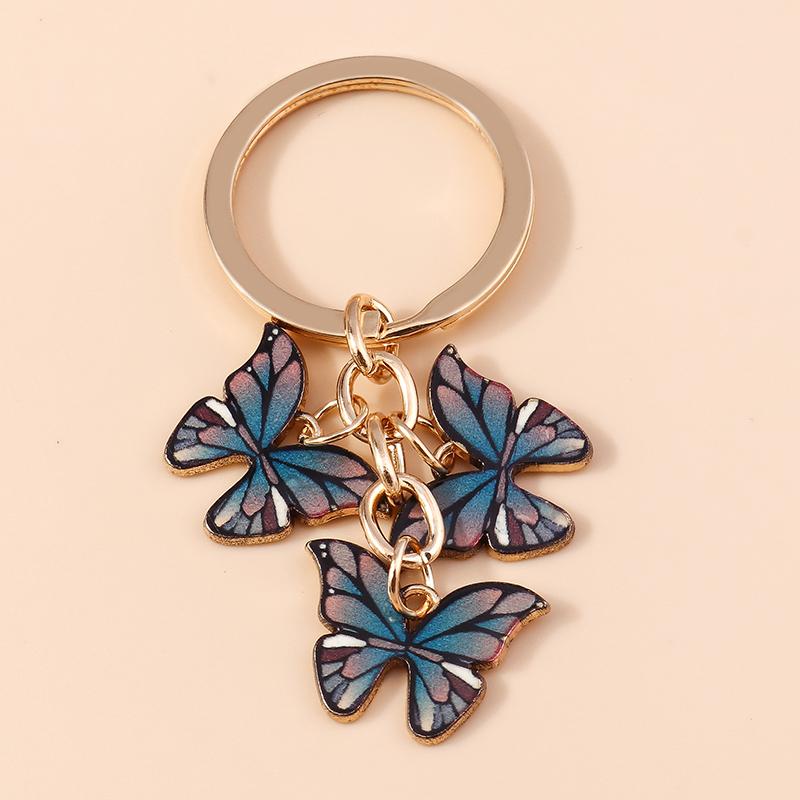 Cute Colorful Butterfly Keychains Enamel Animal Keyrings Souvenir Gift for Women Men Handbag Pendants Key Chains DIY Accessories
