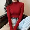 Women Spring Autumn Winter Half Turtleneck Pullovers Sweaters Jumper Primer Shirt Long Sleeve Short Slim-fit Tight Chic Solid One Size
