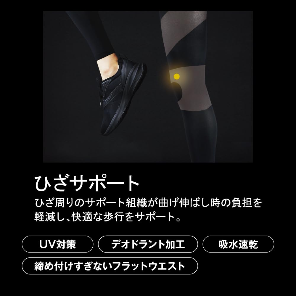 Gunze RIZAP Premium Compression Increased Calorie Cropped Sizes Leggings, Burn, High-Waisted, Leggings, Women's, Black, L-LL