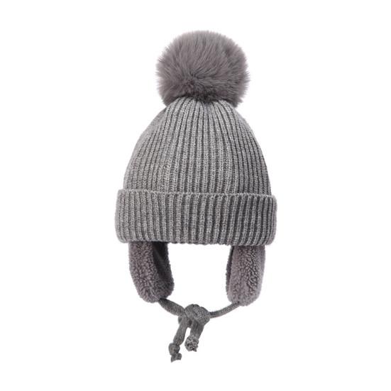 Yousheng Children Hat Thickened Wool Knit Hat with Pom-Pom Ball Decor Extended Ear Flaps Design Fleece Lining Warm Winter Hat