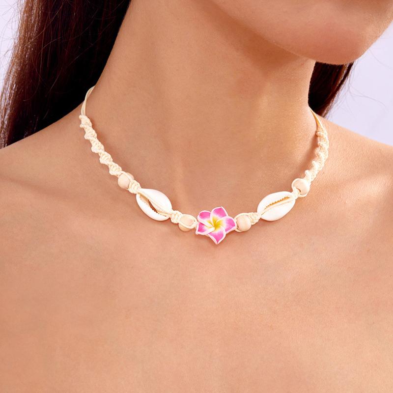 Bohemia Style Flower Shell Braided Necklaces For Women Cute Flower Choker Summer Beach Necklace Jewelry Accessories Gifts