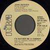 7inch Record JOHN DENVER - I'd Rather Be A Cowboy 740955PROMO RCA 1973 US Folk Used