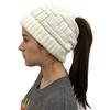 Women Autumn Winter Warm Kitting Hat for Ponytail Girls