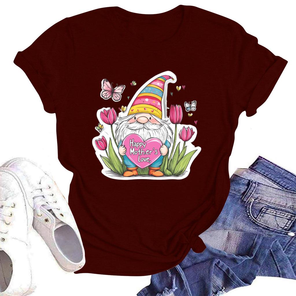 Женская повседневная футболка с круглым вырезом и короткими рукавами с принтом