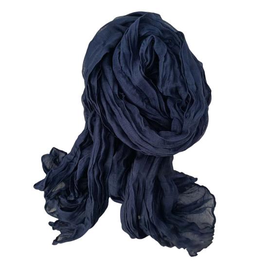 Women Scarf Solid Color Pleated Long Scarf Retro Autumn Winter Warm Long Scarf Soft Vintage Inspired Scarf