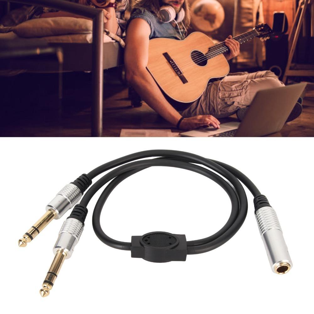 1.6ft 6.35mm Female to 2 Male Cable Plug and Play Speaker Y Extension Cable Audio Equipment