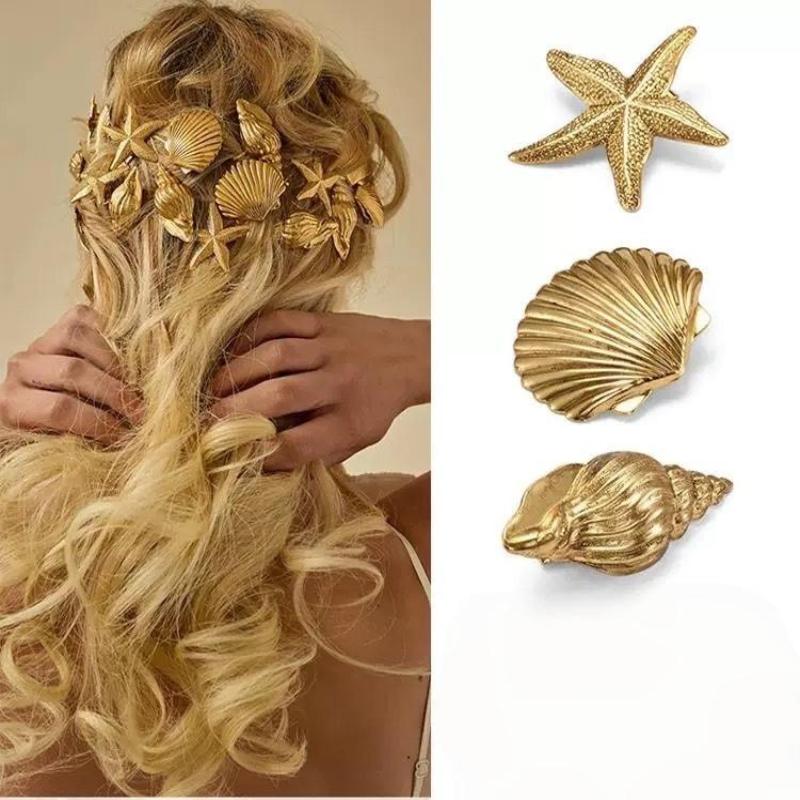 1/3Pcs Fashion Shell Starfish Hair Clips Y2K Vacation Style Hairpins Women Girls Metal Side Bangs Clips Hair Accessories Gifts