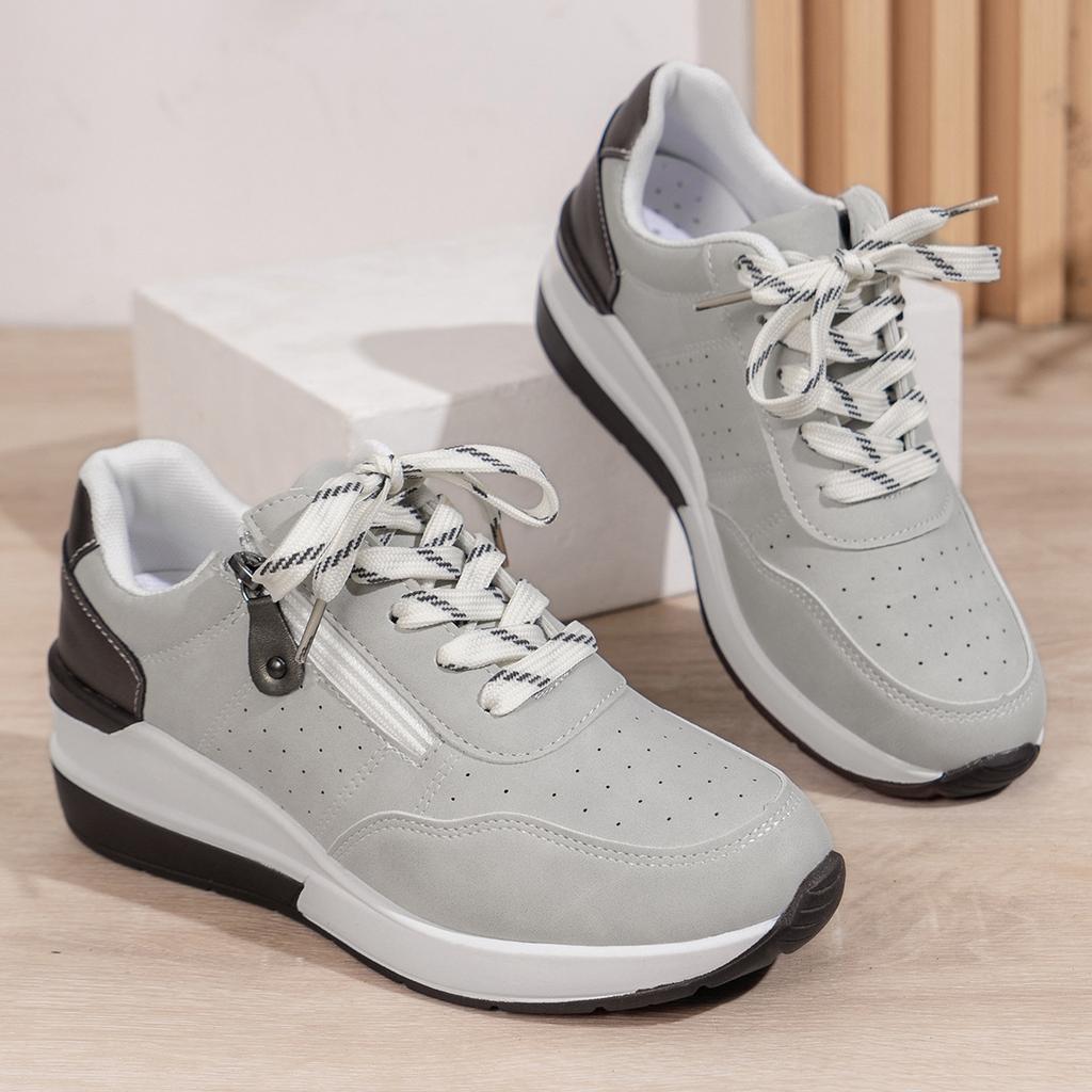 Fashion Fashion Wedges Sneakers for Women Spring Autumn Lace Up Platform Sports Shoes Woman Lightweight Side Zip Casual Vulcanize Shoes