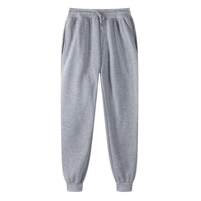Unisex Warm Fleece Sweatpants - Plus Size, Solid Color, Casual Fitness Running Trousers