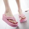 2024 High-heeled Shoes Lady House Slippers Platform Slides Low On A Wedge Rubber Flip Flops Summer Sand New Woman's Candy Colors
