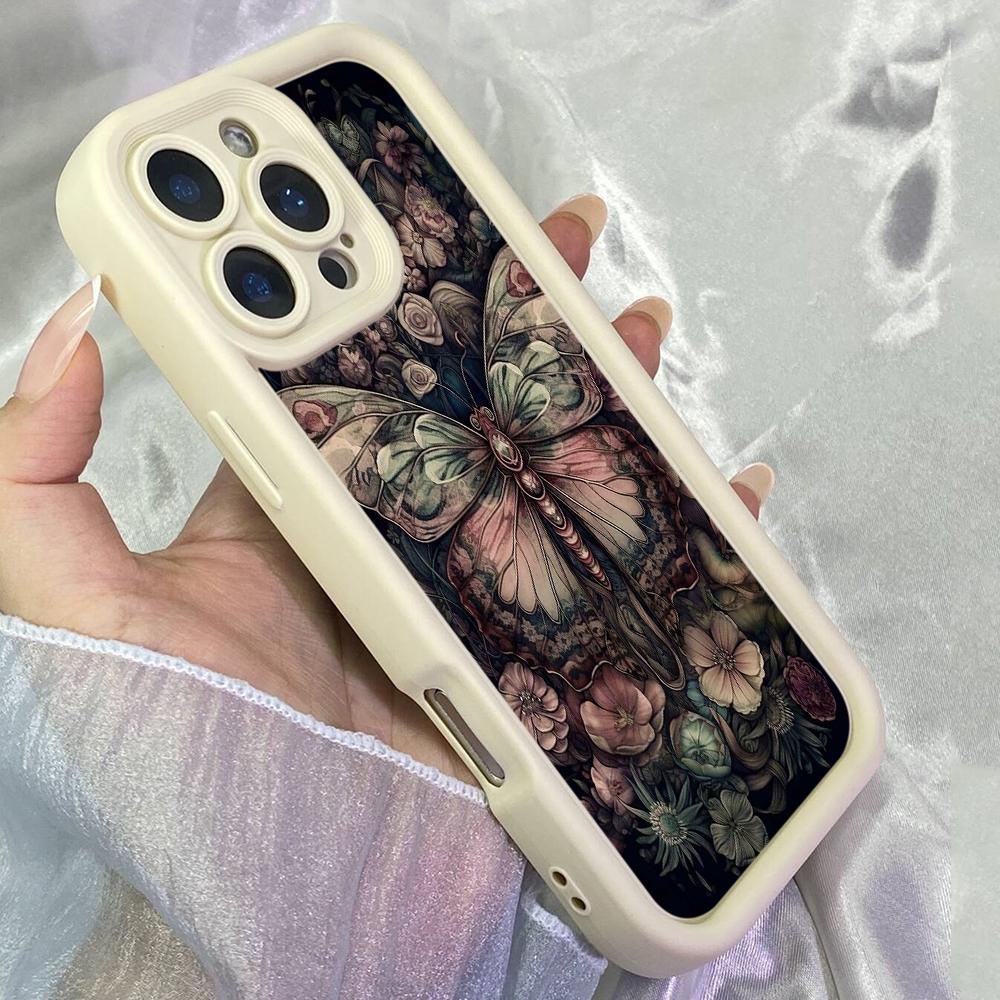 JT106 Бабочка и Цветы для iPhone 17 16 15 Pro Max Samsung S26 S25 S24 Ultra A17 A16 A07 A56 A06 A15 Xiaomi 15T Redmi 15c 14C 13C Мягкий ТПУ Чехол