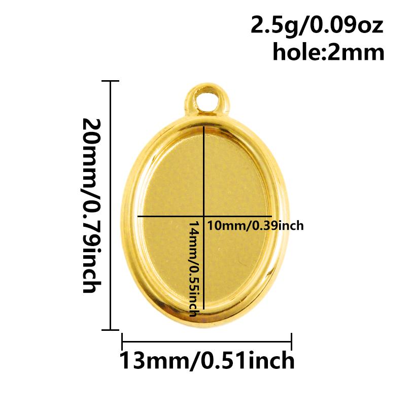 6pcs Heart Square Water Droplet Oval Cabochon Base Setting Pendant Stainless Steel Charms For Jewelry Making Bulk DIY Materials